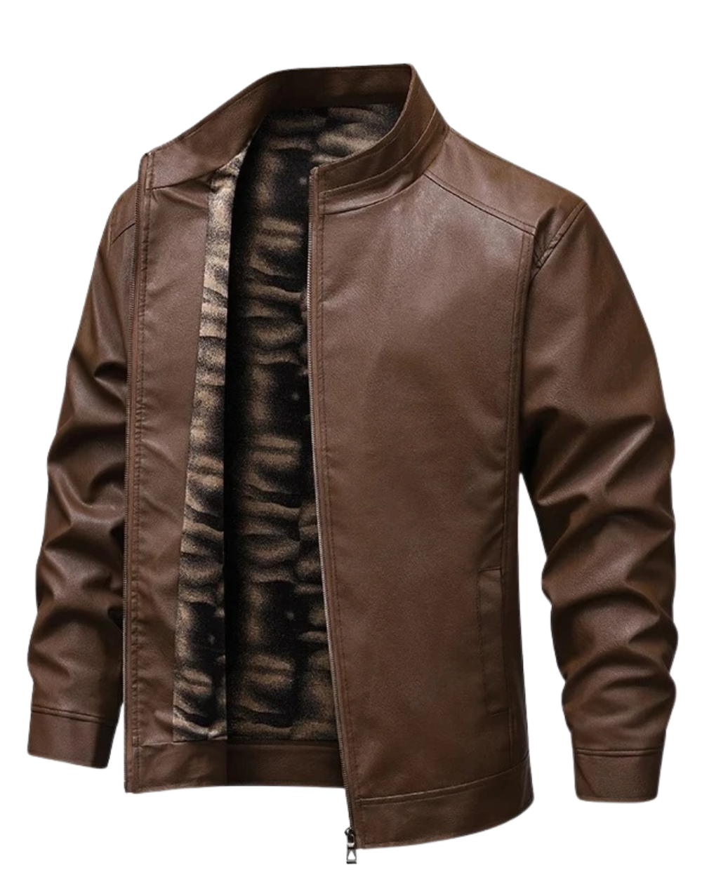 Vintage fleece gevoerde leren jas