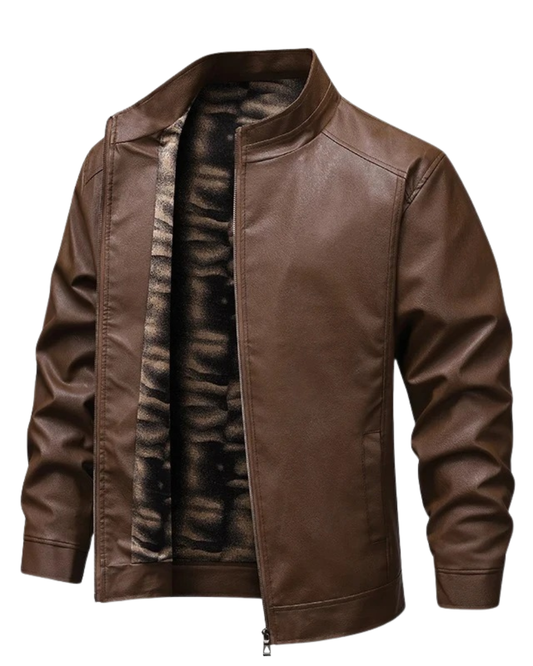 Vintage fleece gevoerde leren jas