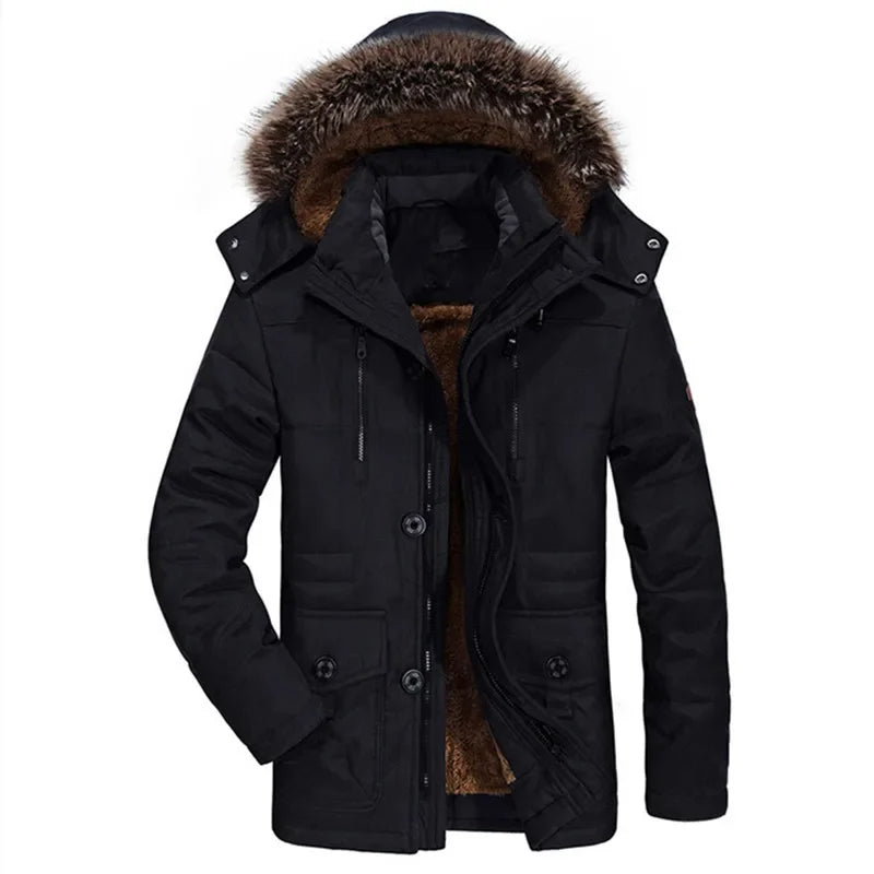 Katoenen winterjas met capuchon