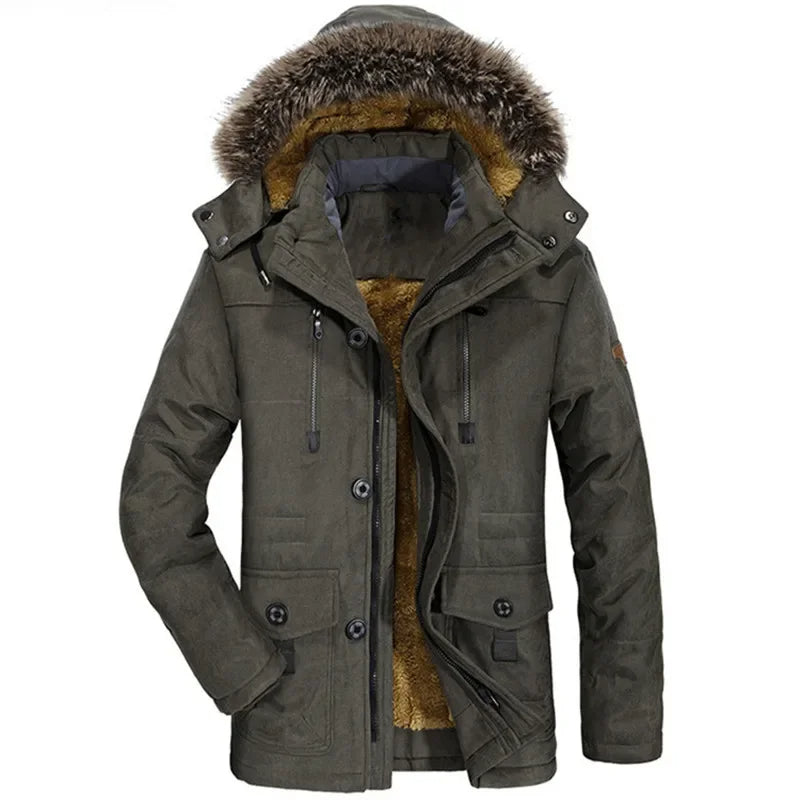 Katoenen winterjas met capuchon